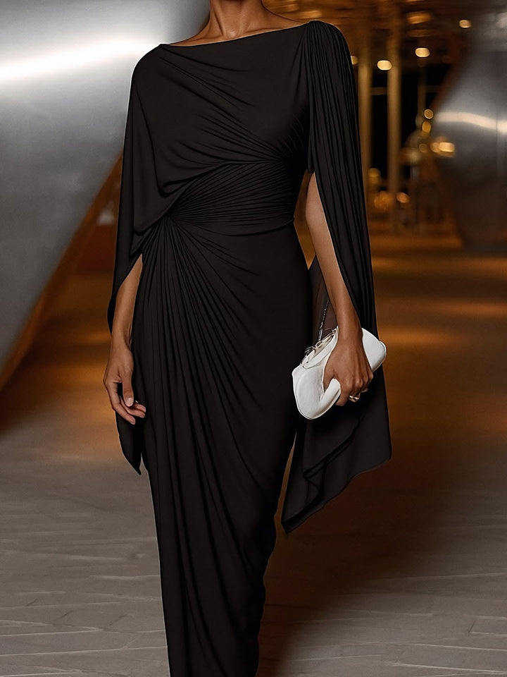 Melyssa – Pleated Drape Maxi Dress